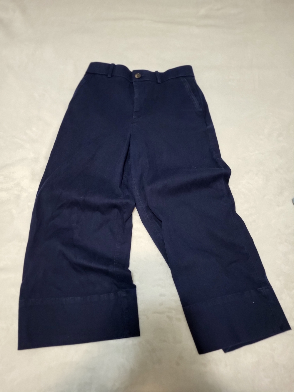 Spanx SPANXsupersmooth Stretch Twill Cropped Wide Leg Pants Navy M